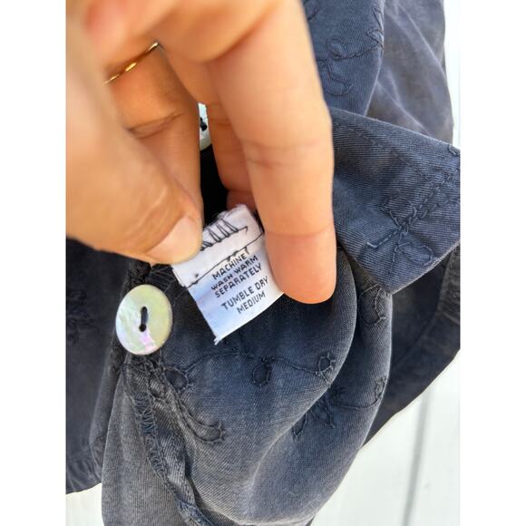 Vintage‎ Cut Loose Button Down Shirt, Boxy, Embroidered, Black, Sz M - Picture 5 of 5